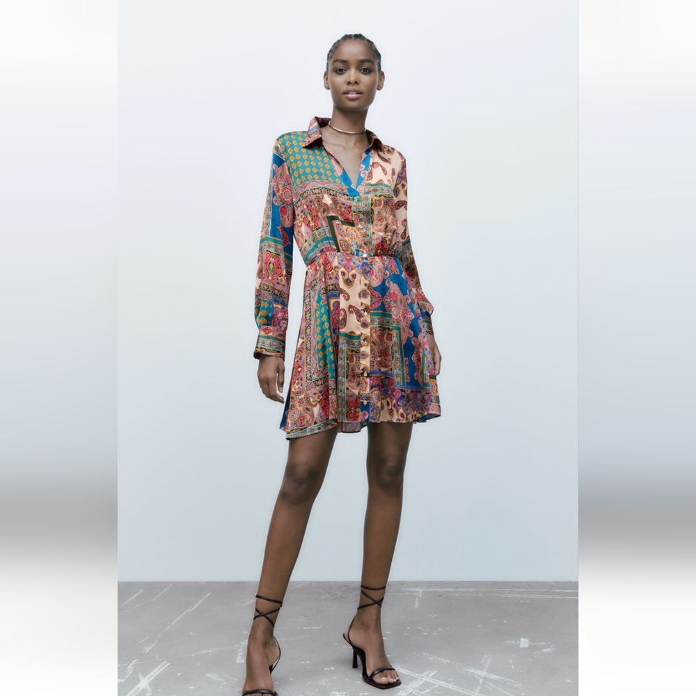 🏵️ PATCHWORK PRINT DRESS MULTICOLORED - Picture 4 of 5